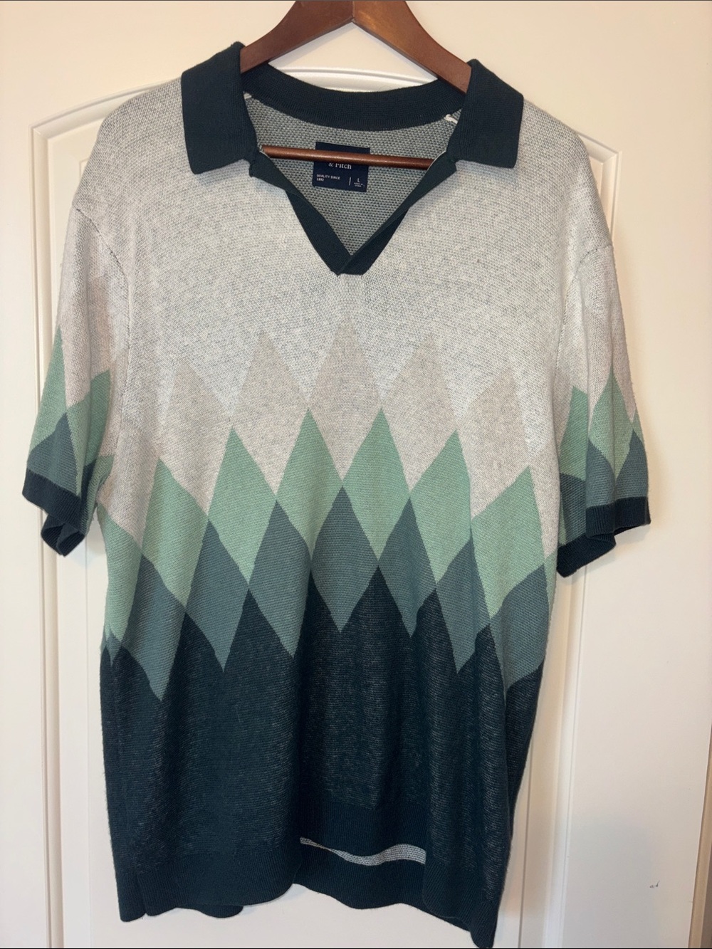 Mens L Abercrombie & Fitch Cotton Blend Knit Sweater Collared Shirt